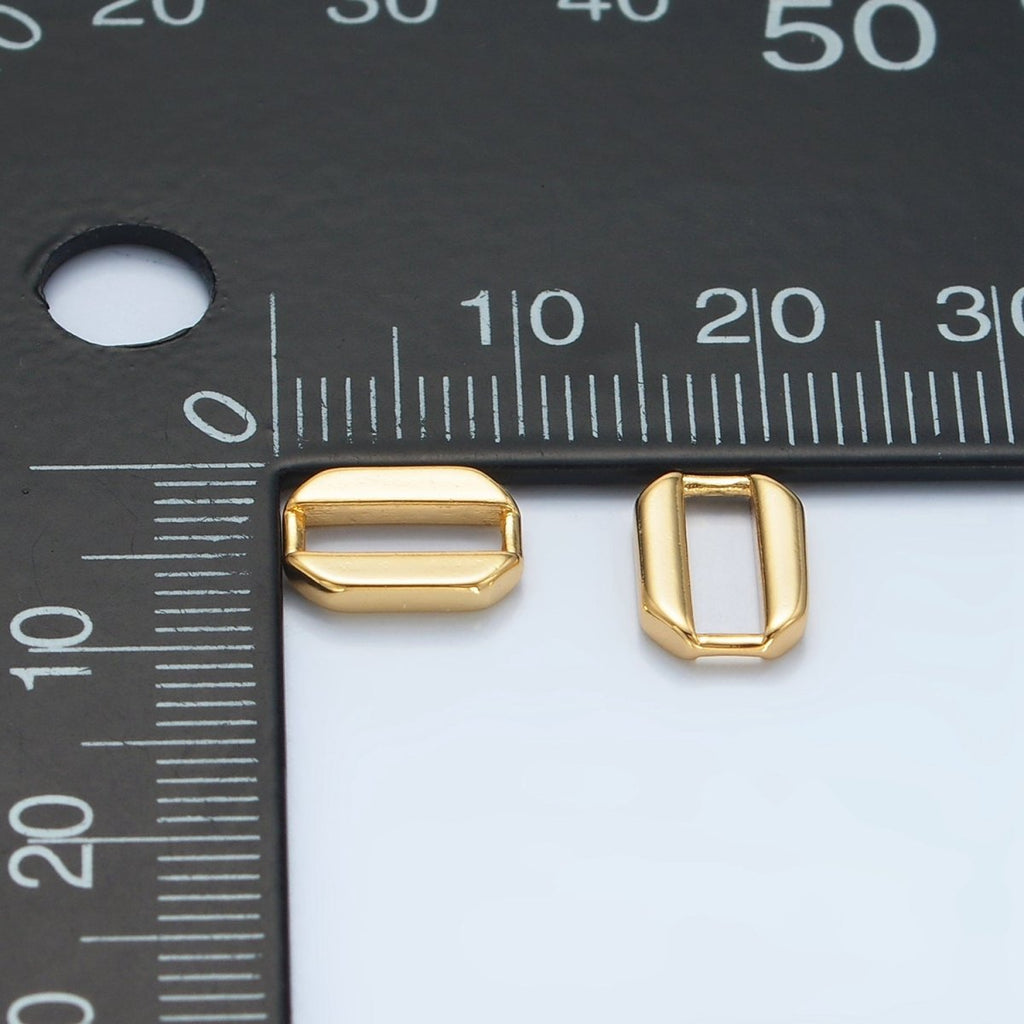 24K Gold plated 10mm Edged Oblong Link Findings in Gold & Silver | Z860 - DLUXCA