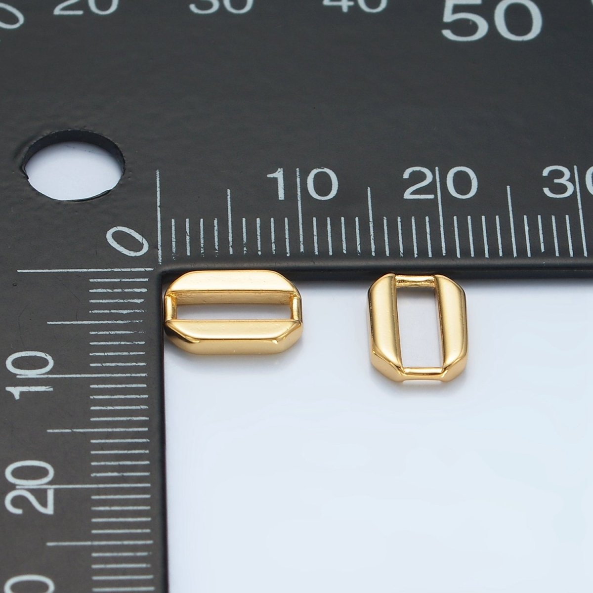 24K Gold plated 10mm Edged Oblong Link Findings in Gold & Silver | Z860 - DLUXCA