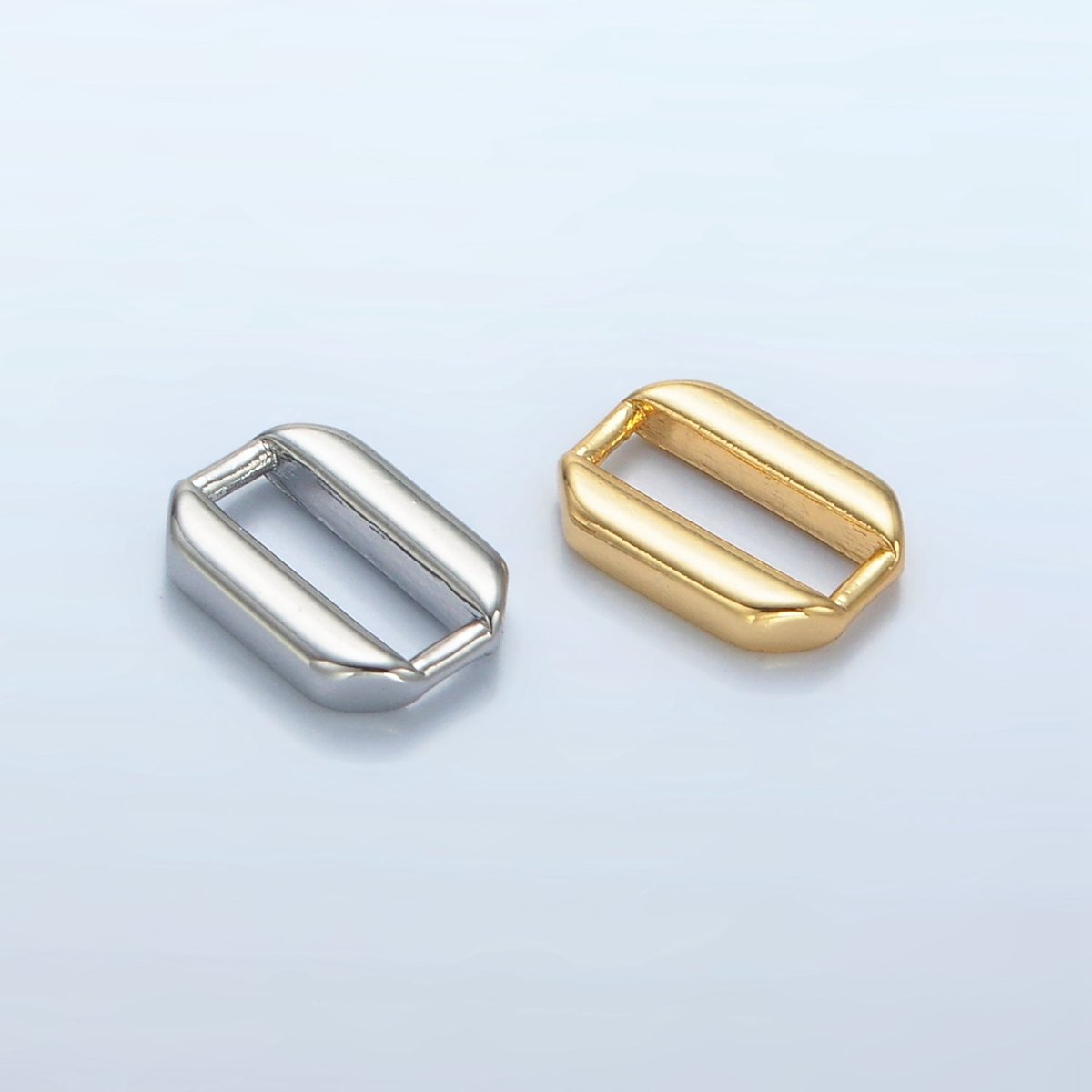24K Gold plated 10mm Edged Oblong Link Findings in Gold & Silver | Z860 - DLUXCA