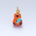 24K Gold plated 10mm Glass Capybara with Fish Animal Charm | X577 - DLUXCA