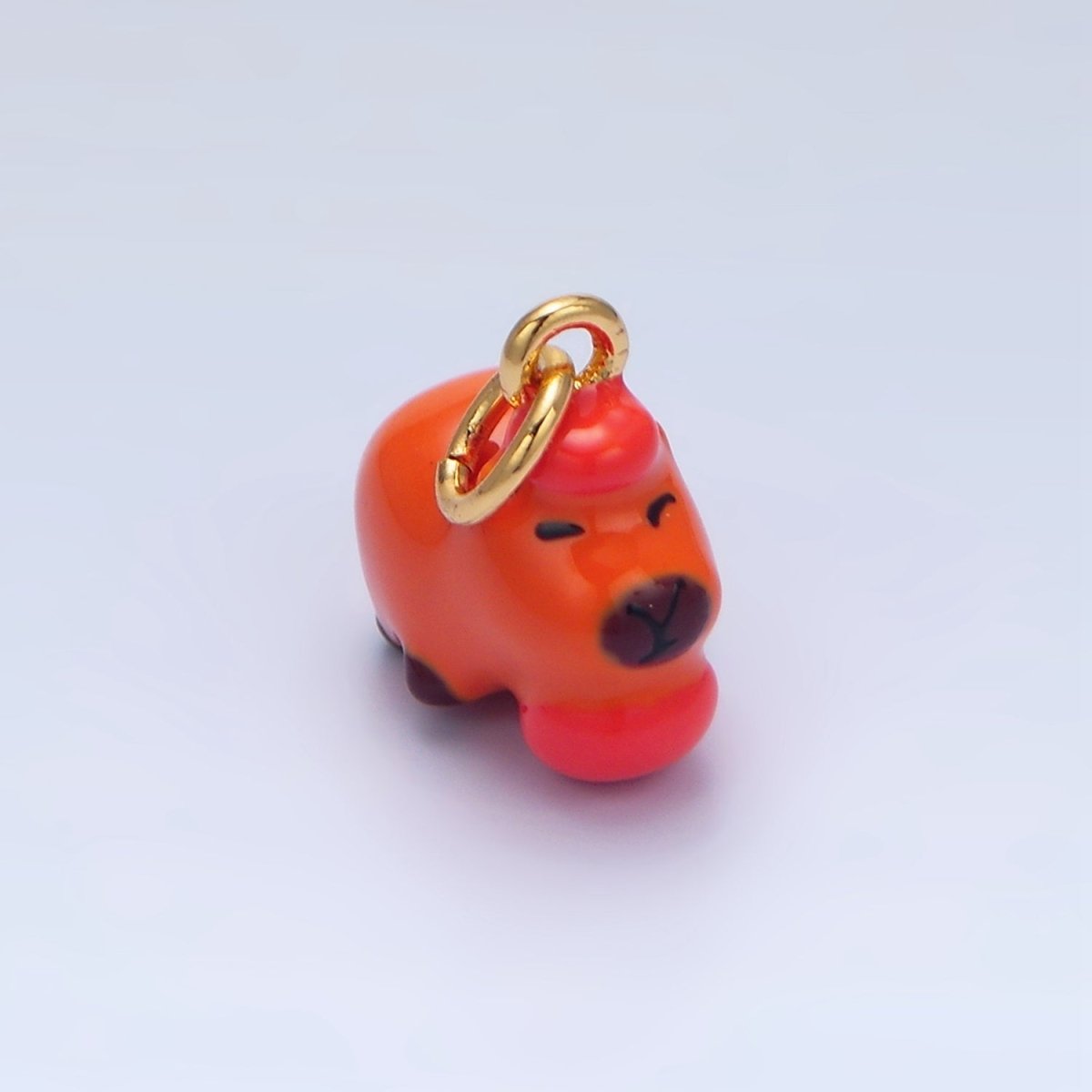 24K Gold plated 10mm Glass Capybara with Tomato Fruit Charm | X579 - DLUXCA