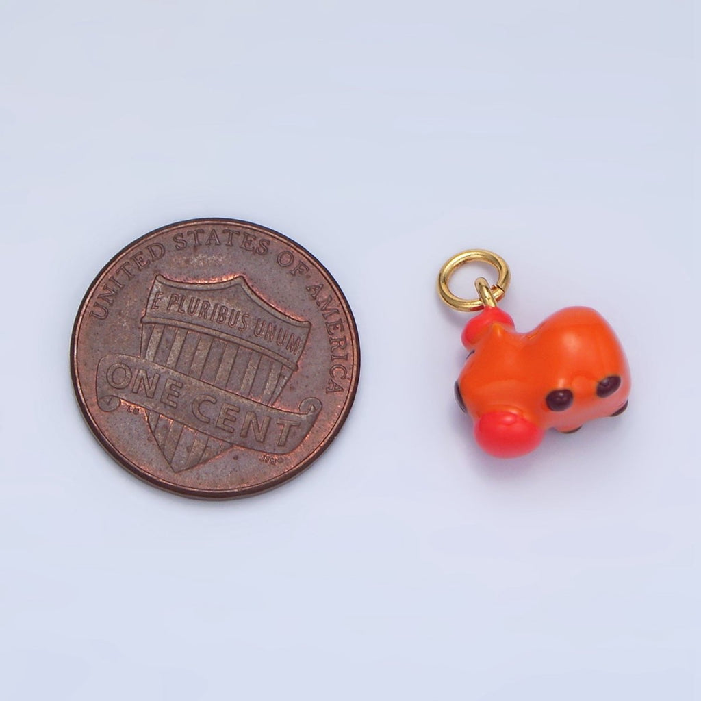 24K Gold plated 10mm Glass Capybara with Tomato Fruit Charm | X579 - DLUXCA
