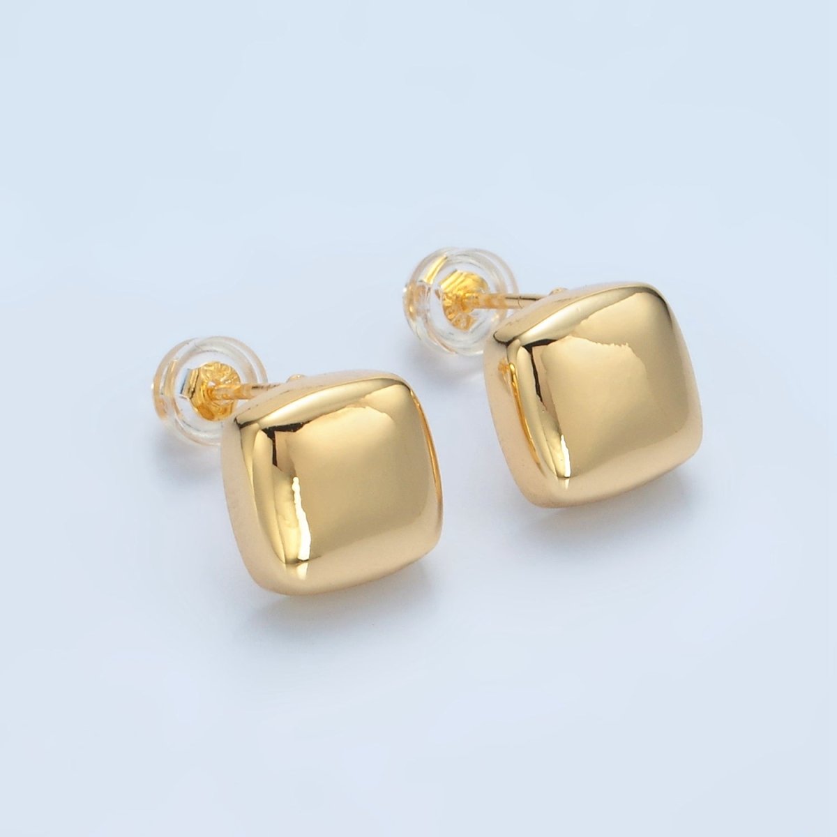 24K Gold plated 10mm Square Dome Mini Stud Earrings | AD630 - DLUXCA
