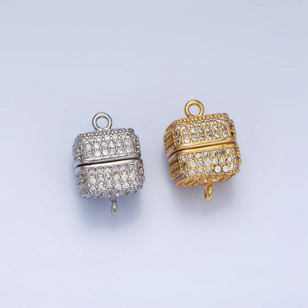 24K Gold plated 11mm Micro Paved CZ Magnetic Closure Findings in Gold & Silver | Z896 - DLUXCA