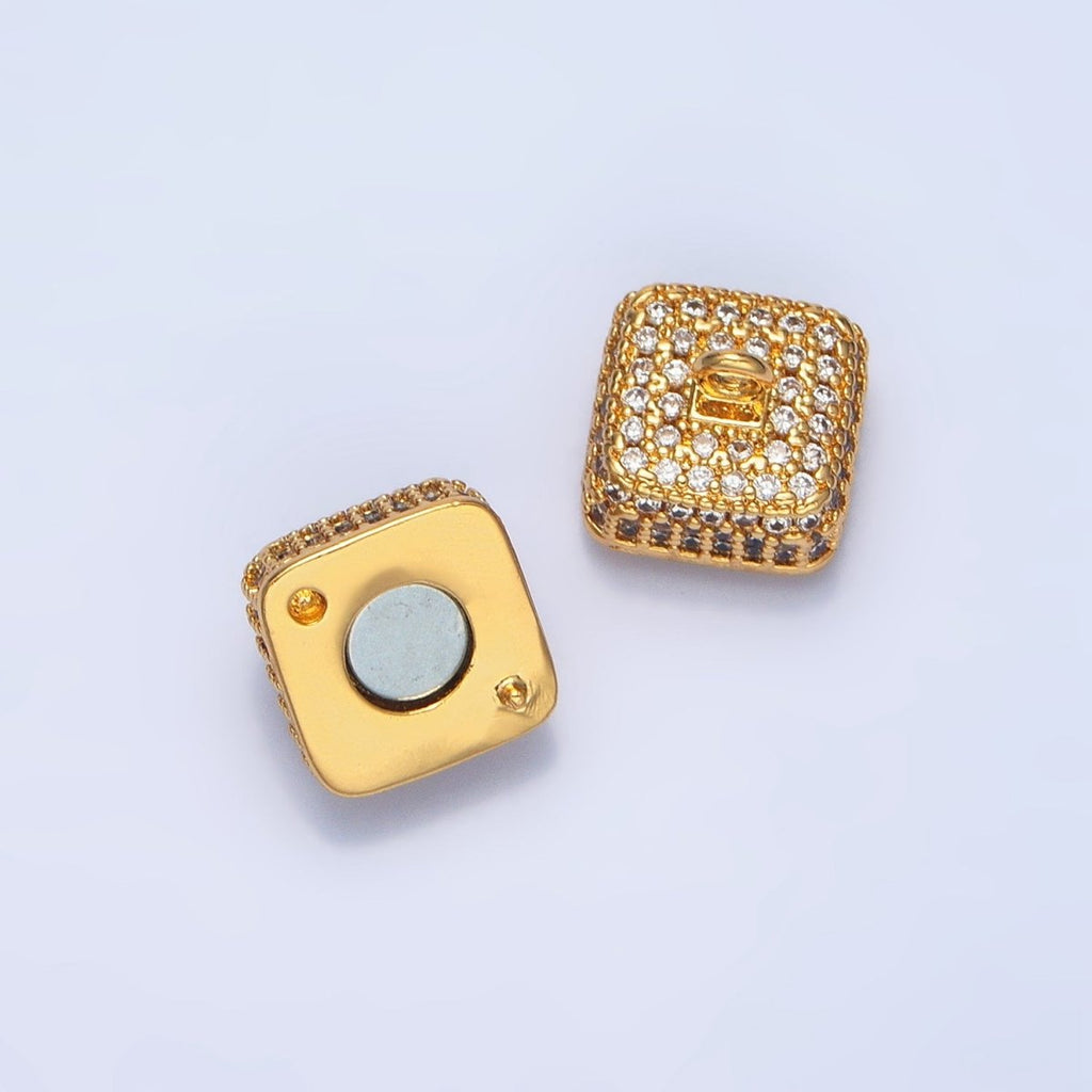24K Gold plated 11mm Micro Paved CZ Magnetic Closure Findings in Gold & Silver | Z896 - DLUXCA