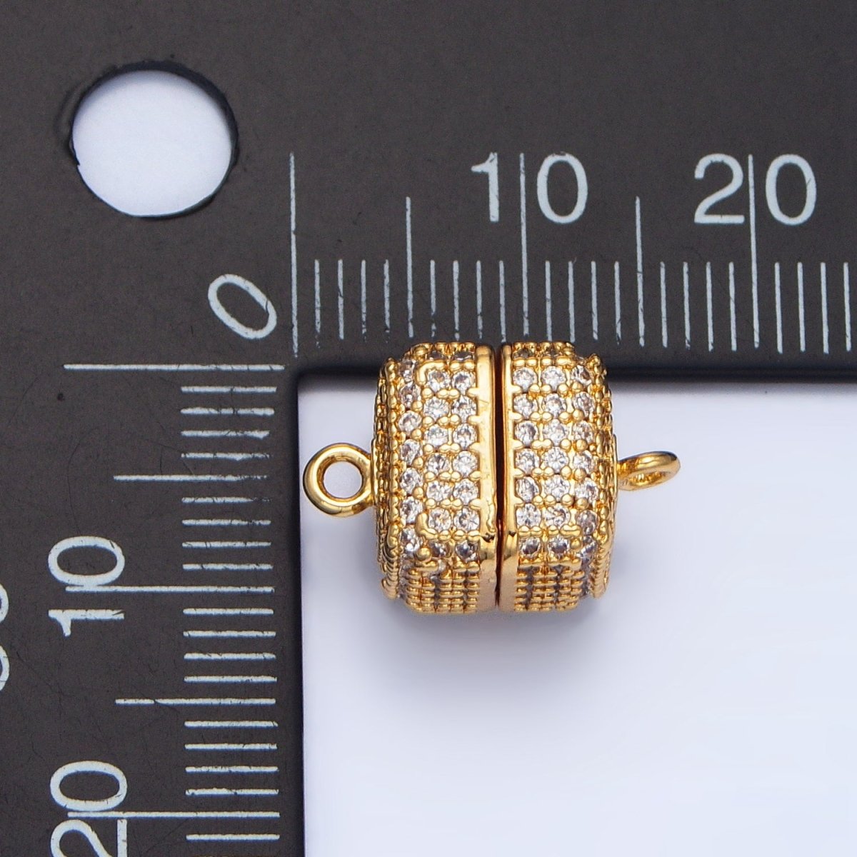 24K Gold plated 11mm Micro Paved CZ Magnetic Closure Findings in Gold & Silver | Z896 - DLUXCA