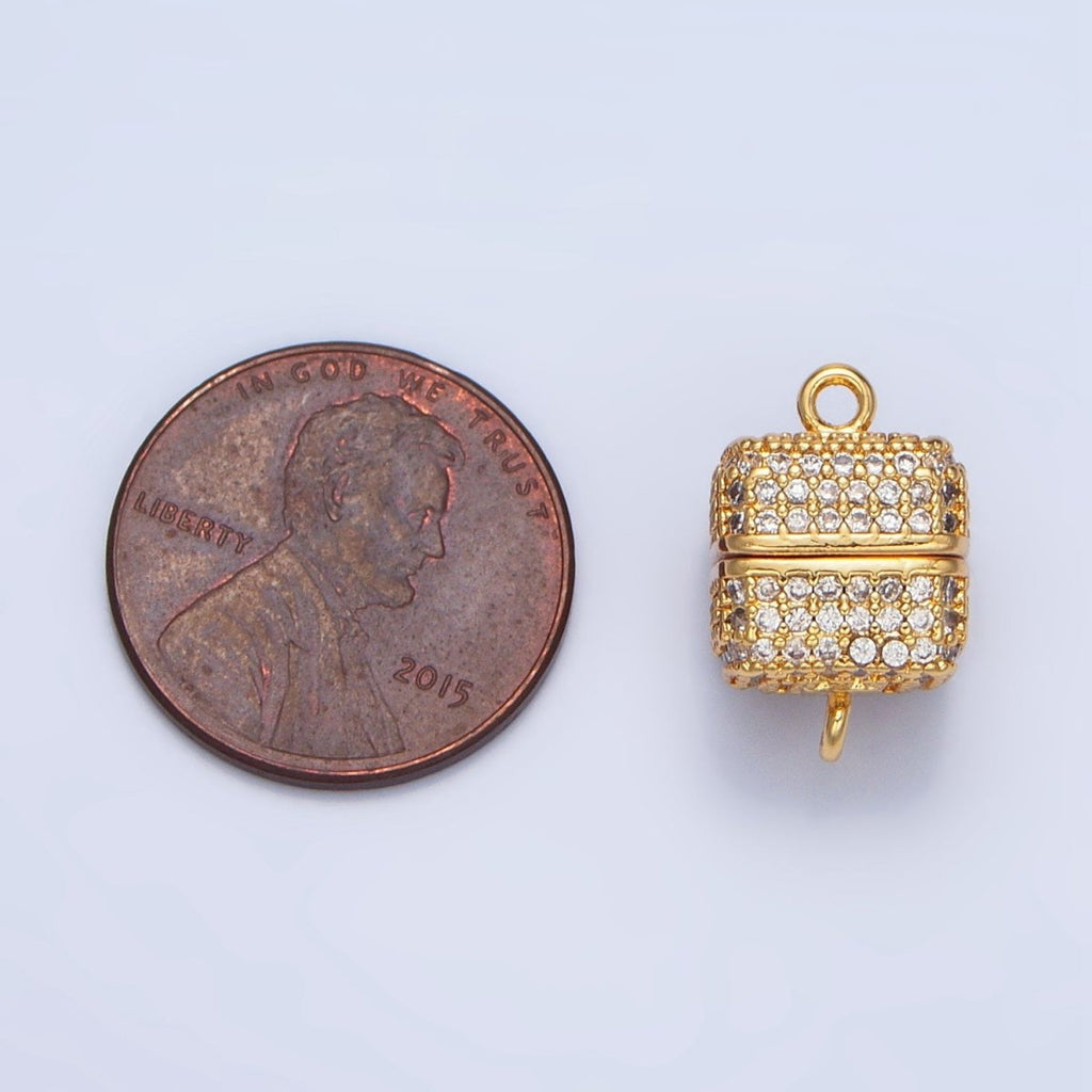 24K Gold plated 11mm Micro Paved CZ Magnetic Closure Findings in Gold & Silver | Z896 - DLUXCA