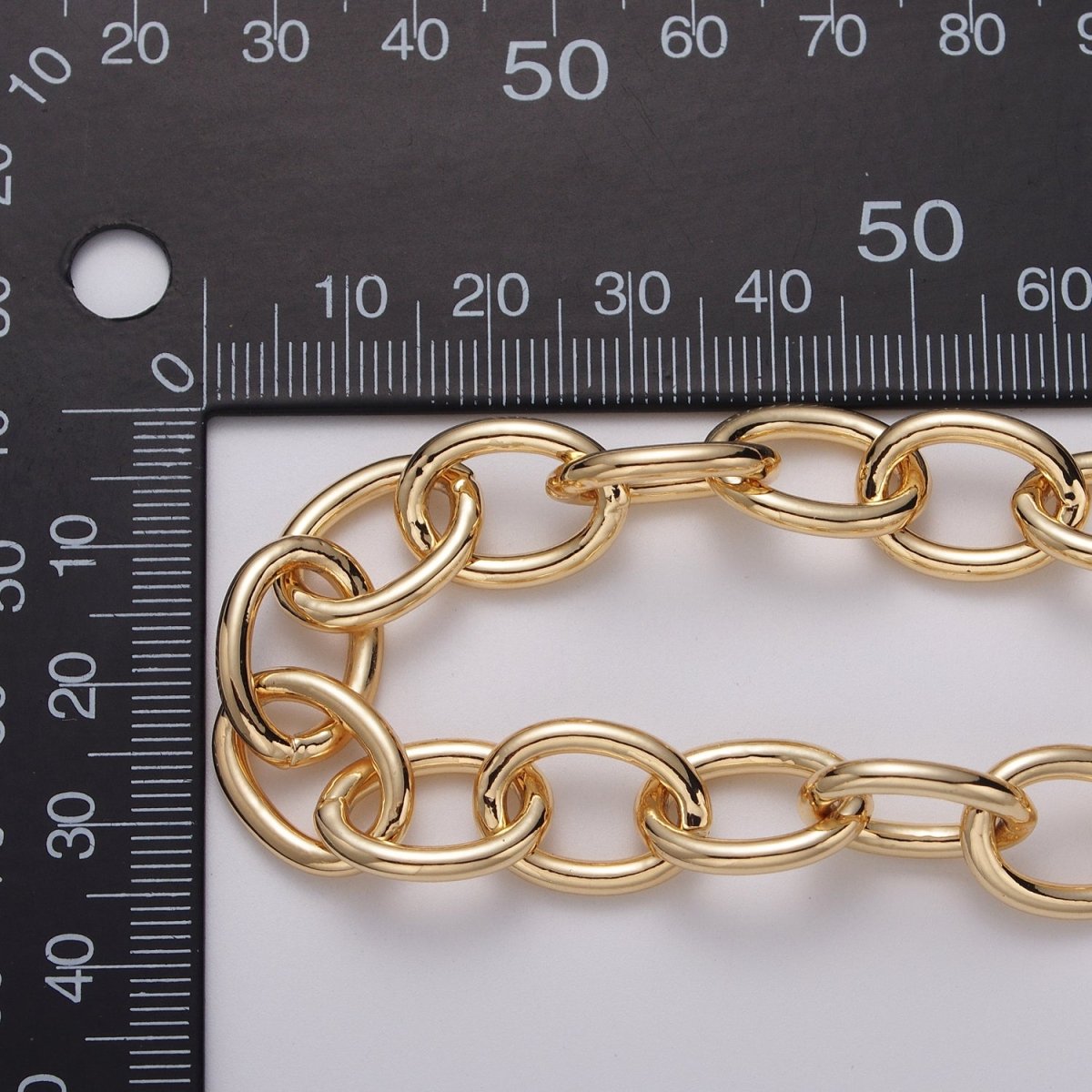 24K Gold plated 12.5mm Oval Cable Unfinished Statement Chain by Yard in Gold & Silver | ROLL-1067, ROLL-1077 Clearance Pricing - DLUXCA