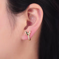 24K Gold plated 12mm, 14mm, 16mm Micro Paved CZ Butterfly Huggie Earrings | AB874 - AB876 - DLUXCA
