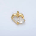 24K Gold plated 12mm Clear, Red, Pink, Purple CZ Micro Paved Open Heart Charm | M013 - M014