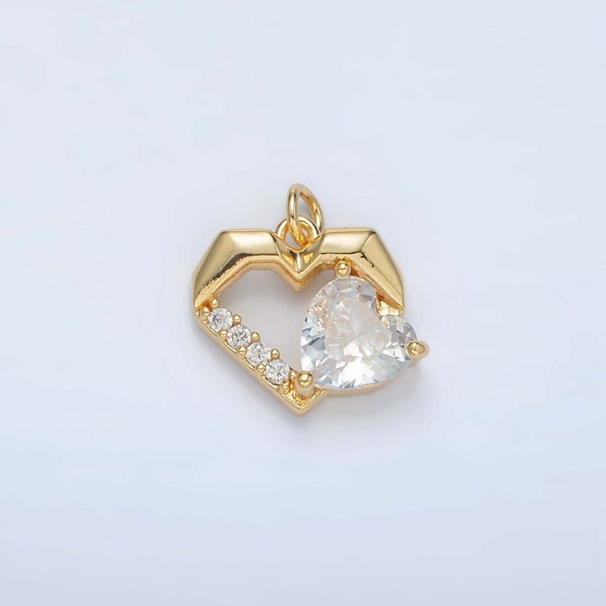 24K Gold plated 12mm Clear, Red, Pink, Purple CZ Micro Paved Open Heart Charm | M013 - M014