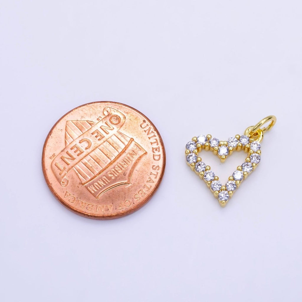 24K Gold plated 12mm Micro Paved CZ Open Heart Charm | D163 - DLUXCA