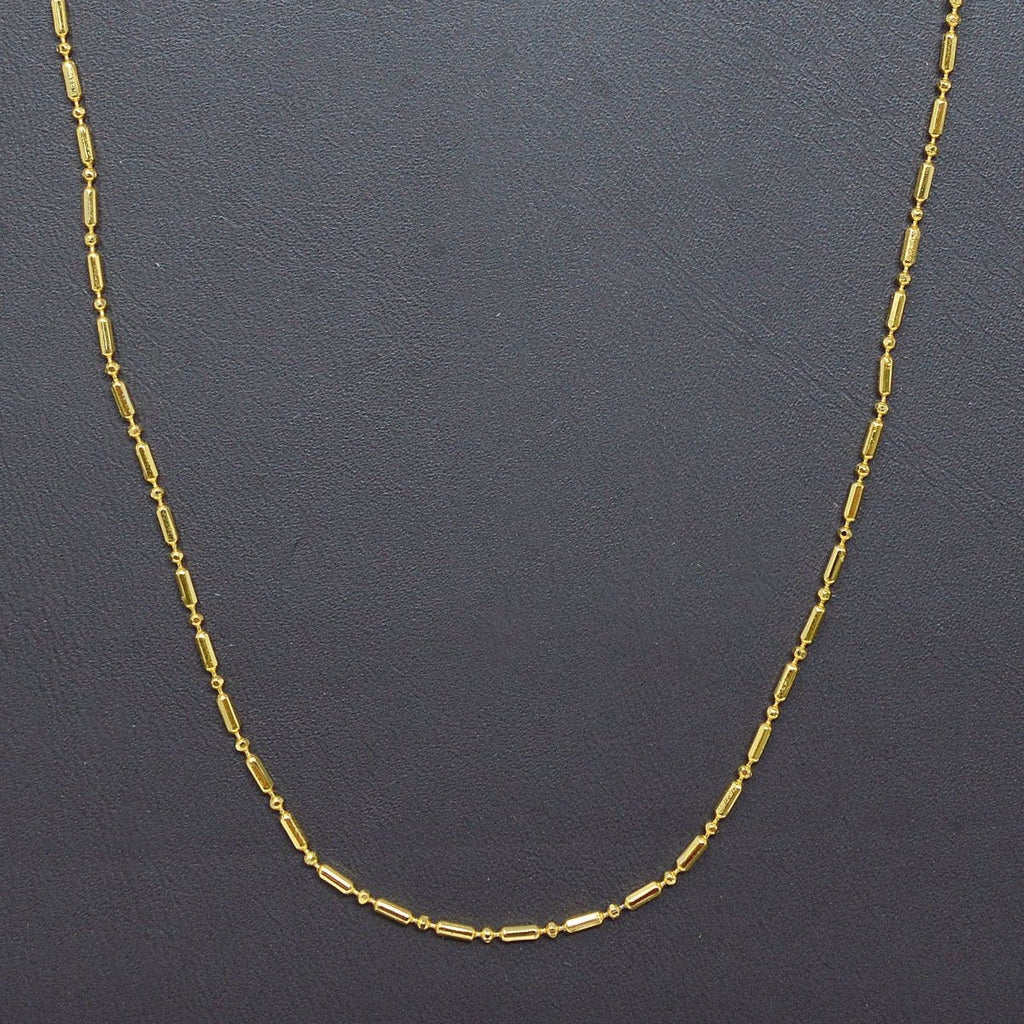 24K Gold plated 1.2mm Tube Bar Chain, Bead Necklace 16 Inches + 2 Inches Chain Extender, Gold Cylinder Tube Bar Necklace Jewelry Making | CN-982 Clearance Pricing - DLUXCA