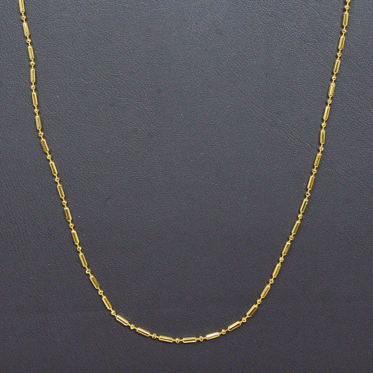 24K Gold plated 1.2mm Tube Bar Chain, Bead Necklace 16 Inches + 2 Inches Chain Extender, Gold Cylinder Tube Bar Necklace Jewelry Making | CN-982 Clearance Pricing - DLUXCA