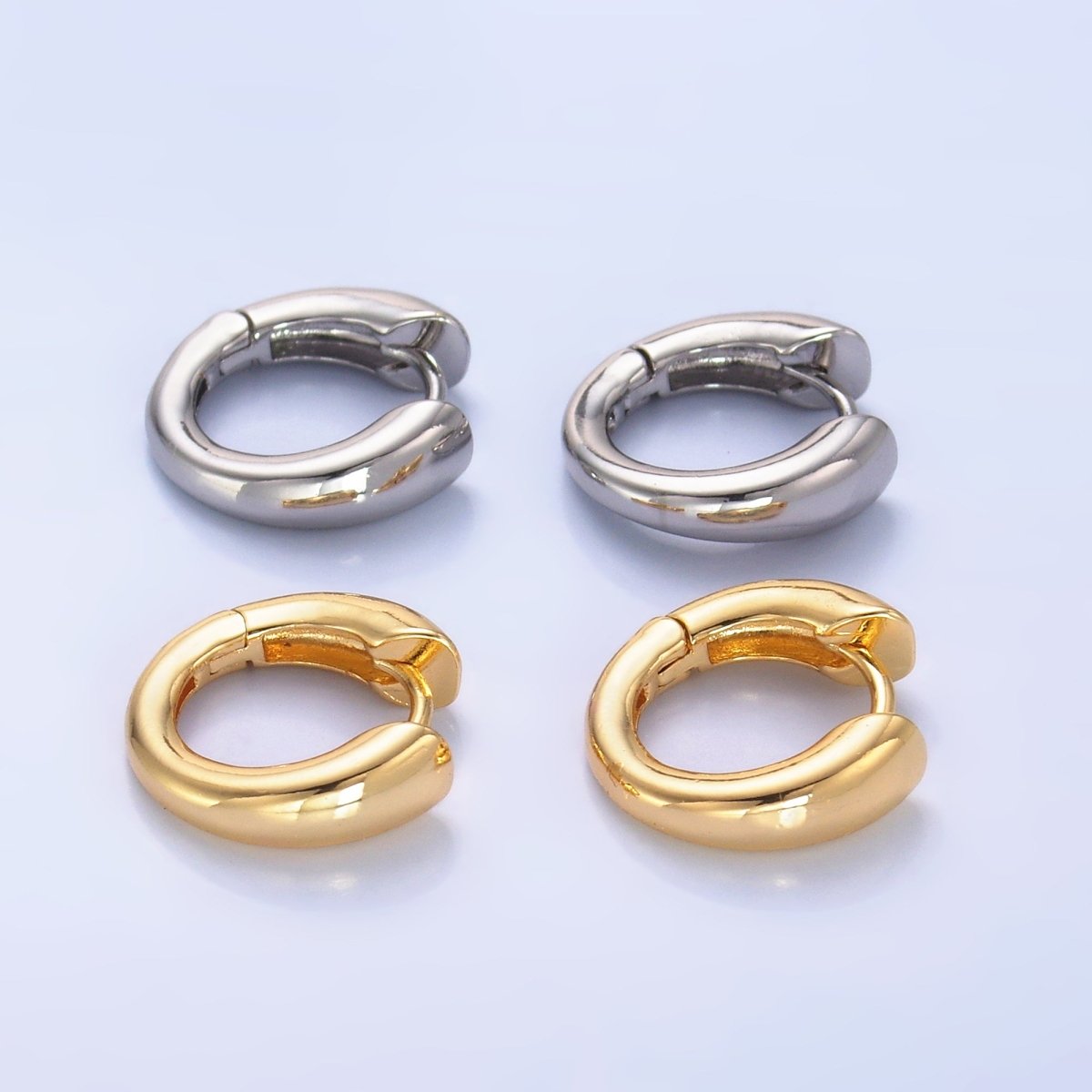 24K Gold plated 13mm Band Minimalist Cartilage Huggie Earring in Gold & Silver | AB979 AB980 - DLUXCA