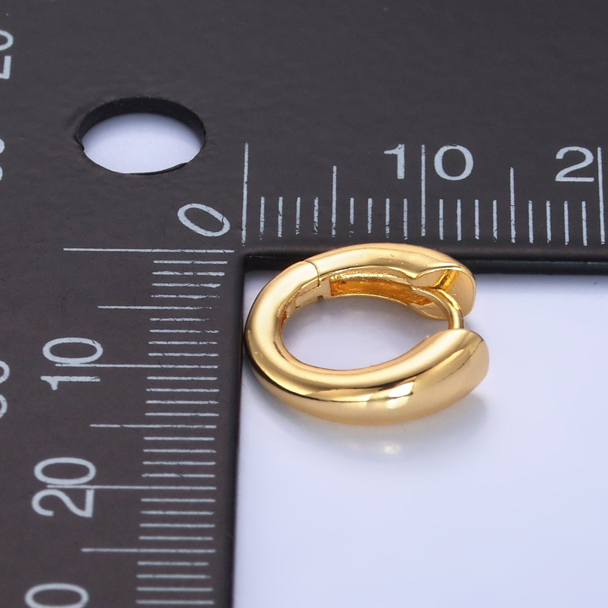 24K Gold plated 13mm Band Minimalist Cartilage Huggie Earring in Gold & Silver | AB979 AB980 - DLUXCA