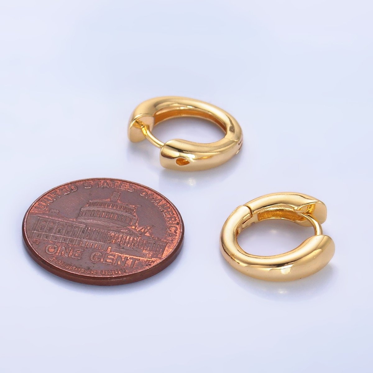 24K Gold plated 13mm Band Minimalist Cartilage Huggie Earring in Gold & Silver | AB979 AB980 - DLUXCA