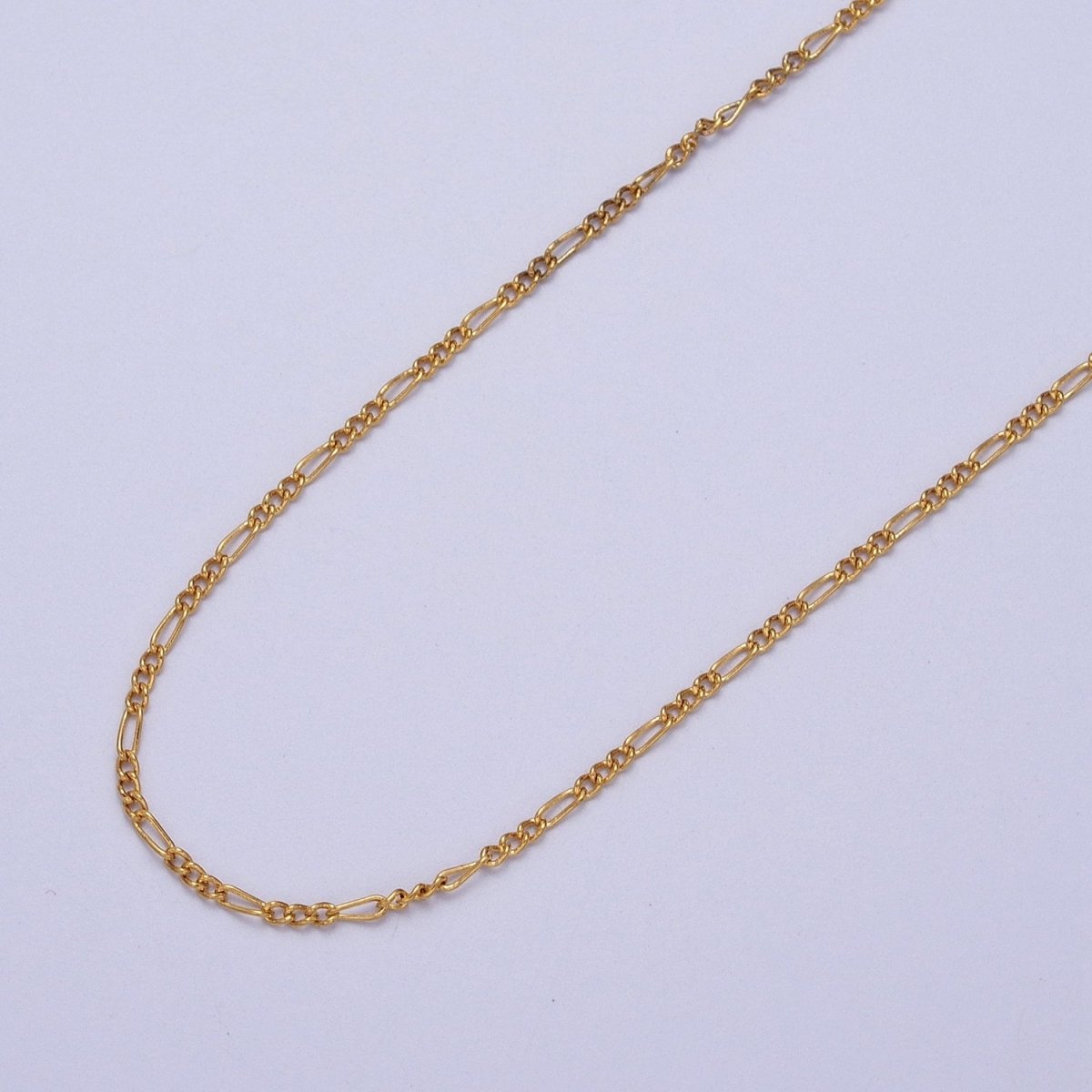 24K Gold plated 1.3mm Dainty Figaro Unfinished Chain in Gold & Silver | ROLL-903, ROLL-904 Clearance Pricing - DLUXCA