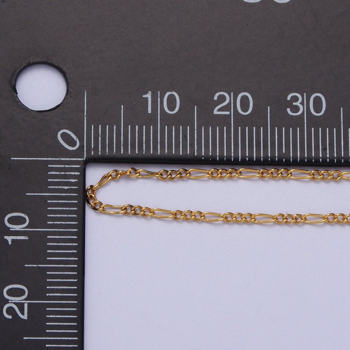 24K Gold plated 1.3mm Dainty Figaro Unfinished Chain in Gold & Silver | ROLL-903, ROLL-904 Clearance Pricing - DLUXCA