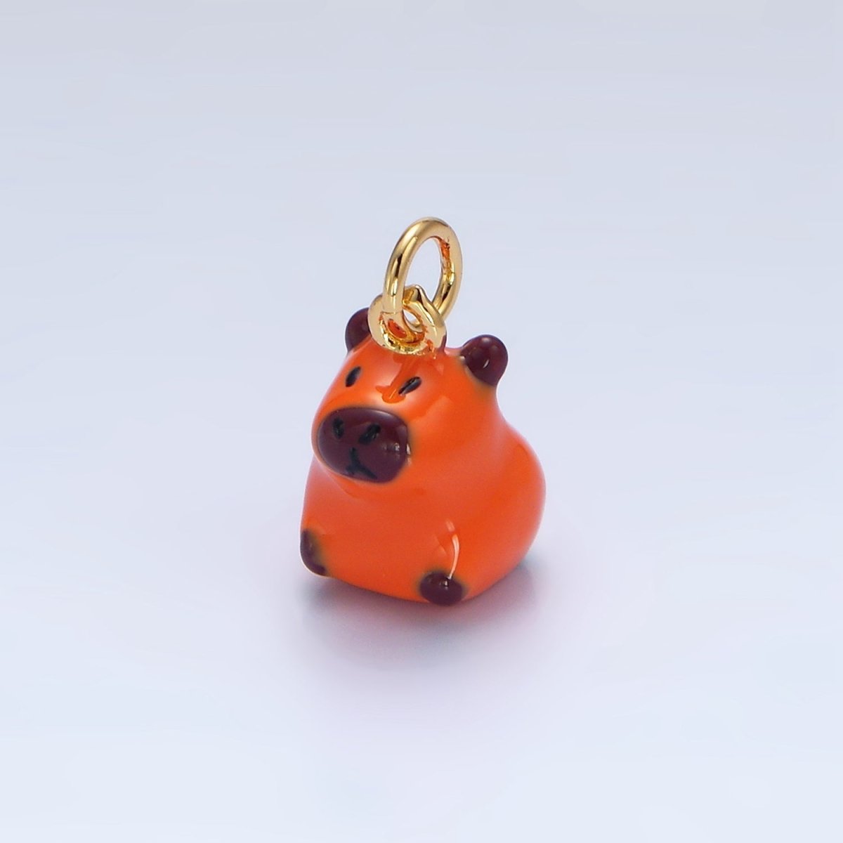 24K Gold plated 13mm Glass Sitting Capybara Animal Charm | X576 - DLUXCA