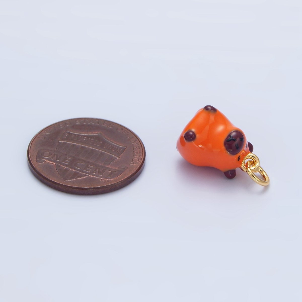 24K Gold plated 13mm Glass Sitting Capybara Animal Charm | X576 - DLUXCA