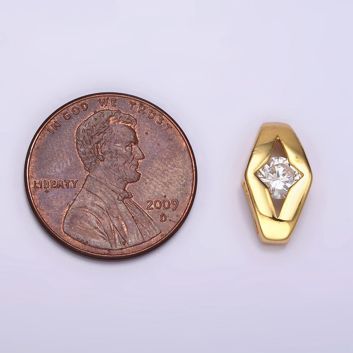 24K Gold plated 14mm Clear Round CZ Open Celestial Star Geometric Bead | B843 - DLUXCA
