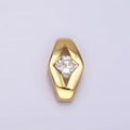 24K Gold plated 14mm Clear Round CZ Open Celestial Star Geometric Bead | B843 - DLUXCA