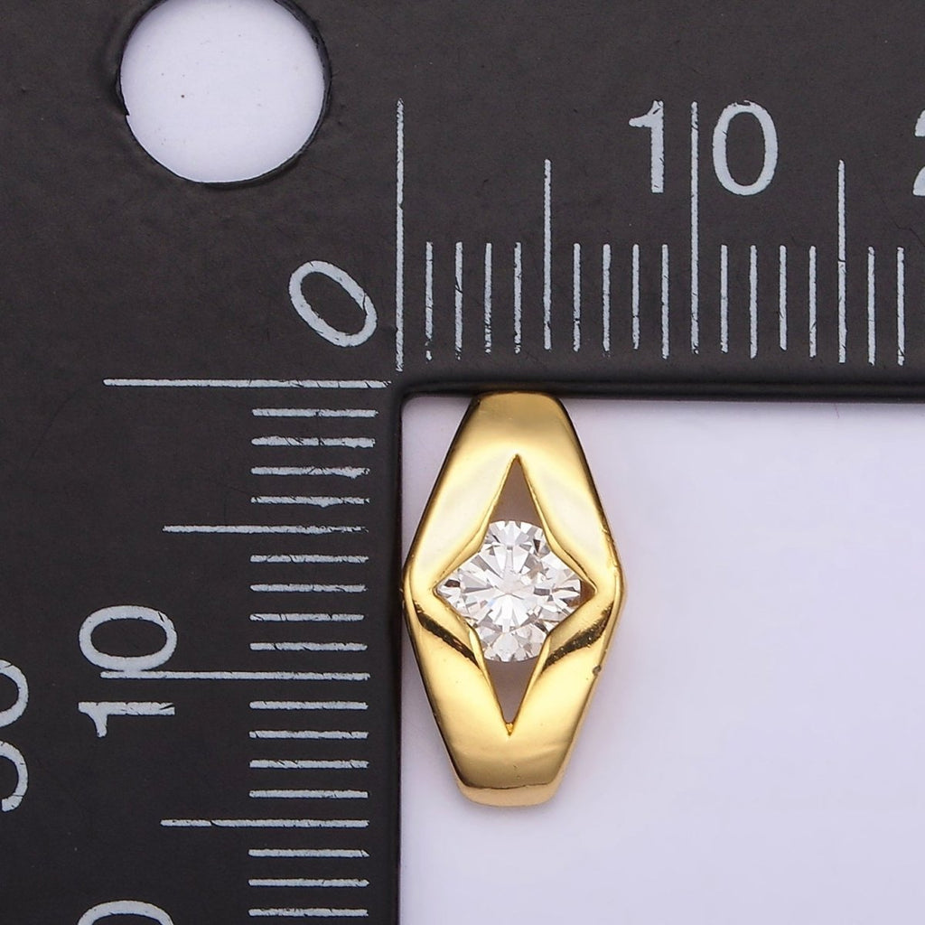 24K Gold plated 14mm Clear Round CZ Open Celestial Star Geometric Bead | B843 - DLUXCA