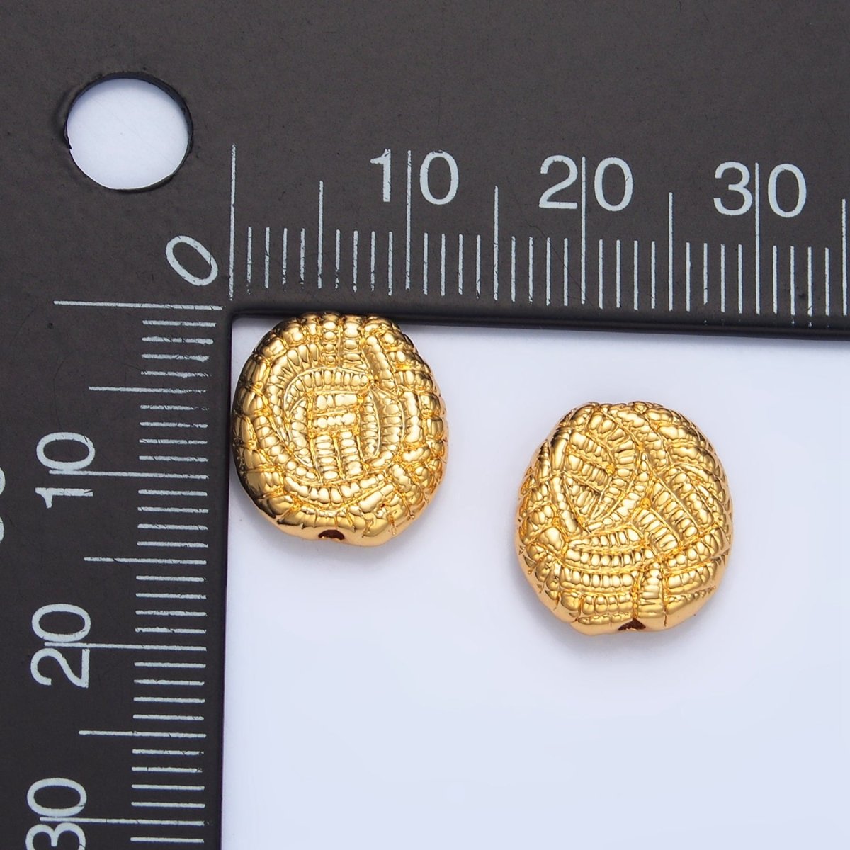 24K Gold plated 14mm Multiple Rope Croissant Bead | B186 - DLUXCA