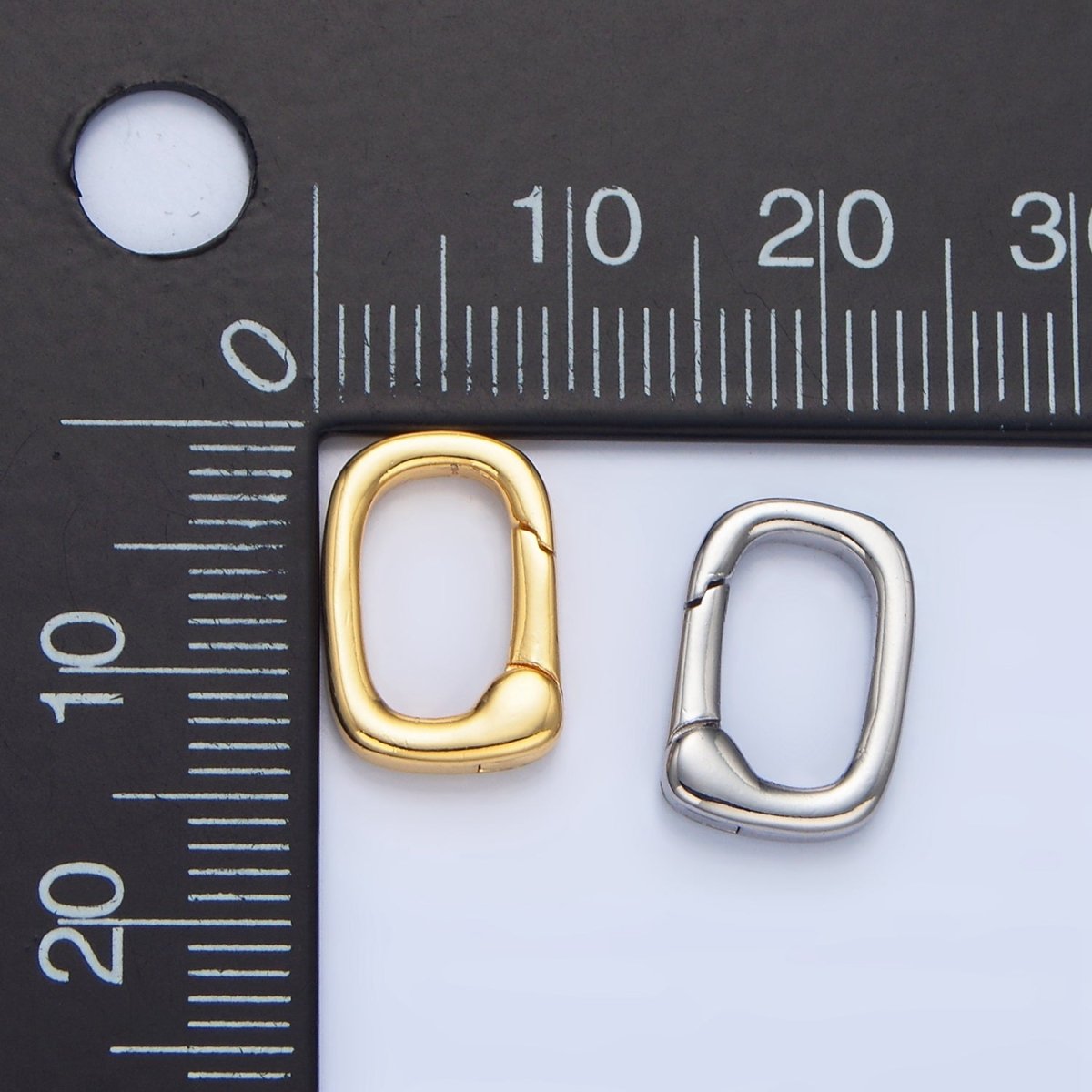 24K Gold plated 14mm Square Push Spring Gate Findings in Gold & Silver | Z966 - DLUXCA