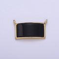 24K Gold plated 14mm x 24mm Black Onyx Gemstone Rectangle Connector | F759 - DLUXCA