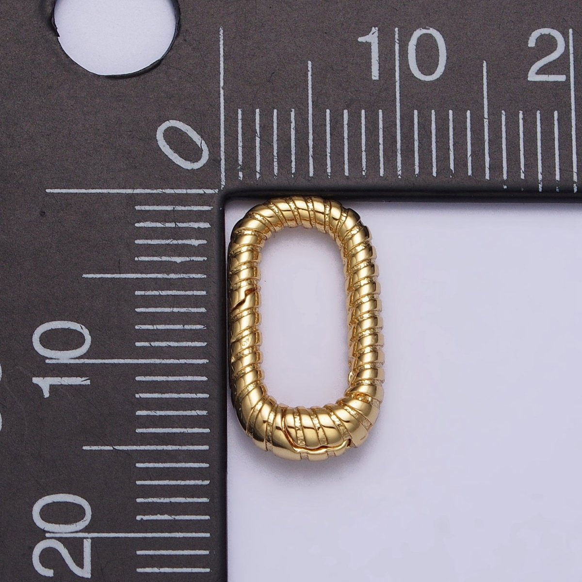 24K Gold plated 15.5mm Textured Striped Oblong Push Gate Jewelry Supply in Gold & Silver | Z-121 Z-122 - DLUXCA