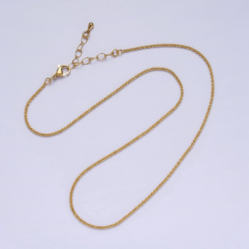 24K Gold plated 1.5mm Byzantine Twist 17.5 Inch Gold, Silver Chain | WA-1257 WA-1295 Clearance Pricing