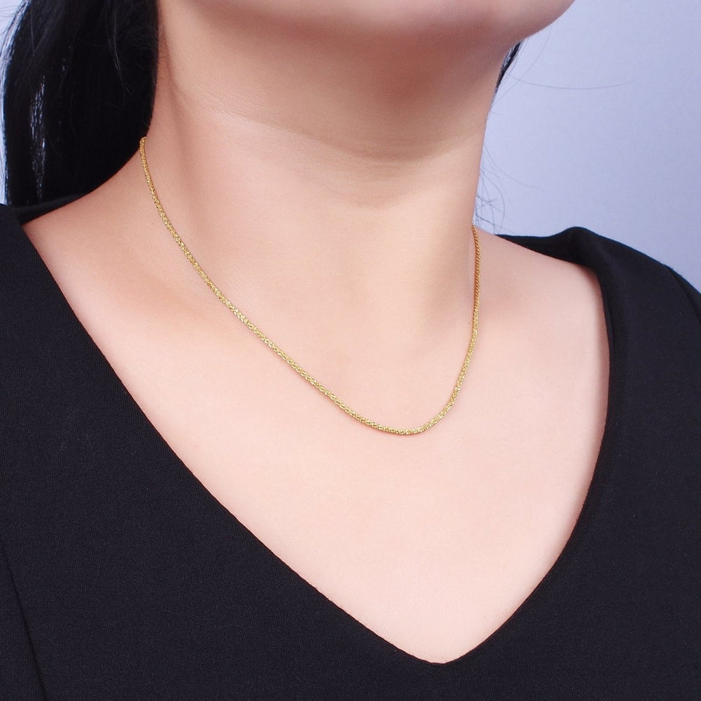 24K Gold plated 1.5mm Byzantine Twist 17.5 Inch Gold, Silver Chain | WA-1257 WA-1295 Clearance Pricing