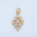 24K Gold plated 15mm Clear CZ Baguette Geometric Checkered Open Charm | X290 - DLUXCA