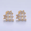24K Gold plated 15mm Clear CZ Heart Stud Earrings | AB730 