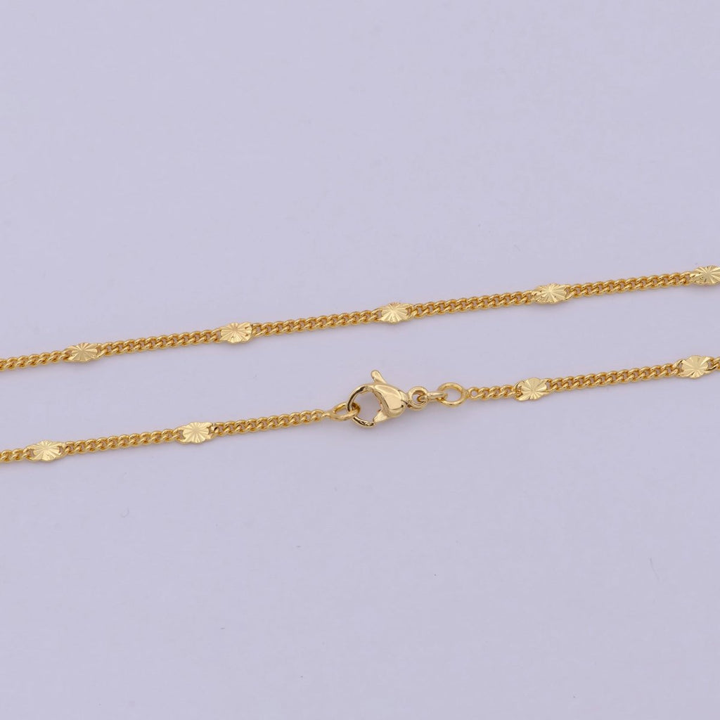 24K Gold plated 1.5mm Curb Chain 15.5, 18 inch Finished Necklace For Wholesale Necklace Dainty Jewelry Making Supplies | WA-521 Clearance Pricing - DLUXCA