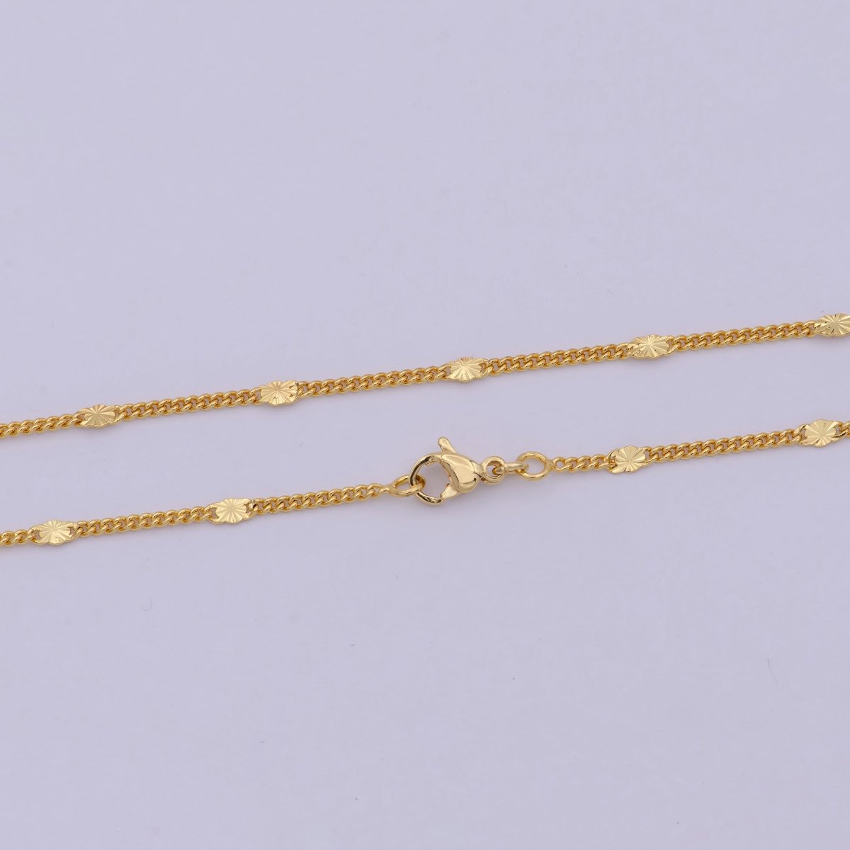 24K Gold plated 1.5mm Curb Chain 15.5, 18 inch Finished Necklace For Wholesale Necklace Dainty Jewelry Making Supplies | WA-521 Clearance Pricing - DLUXCA