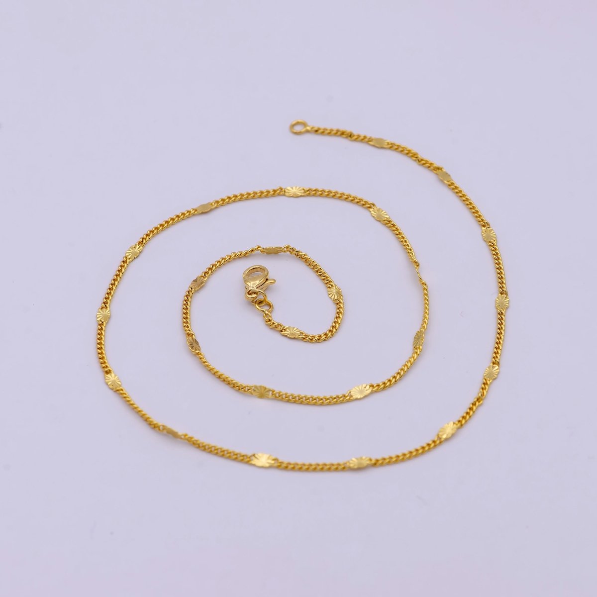 24K Gold plated 1.5mm Curb Chain 15.5, 18 inch Finished Necklace For Wholesale Necklace Dainty Jewelry Making Supplies | WA-521 Clearance Pricing - DLUXCA