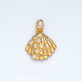 24K Gold plated 15mm CZ Dotted Clam Sea Shell Charm in Gold & Silver | AG862 - DLUXCA