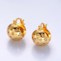 24K Gold plated 15mm CZ Dotted Round Dome Latch Hoop Earrings | AB231 - DLUXCA
