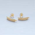 24K Gold plated 15mm Feather Paddy Open Loop Drop Stud Earrings Findings | Z876 - DLUXCA