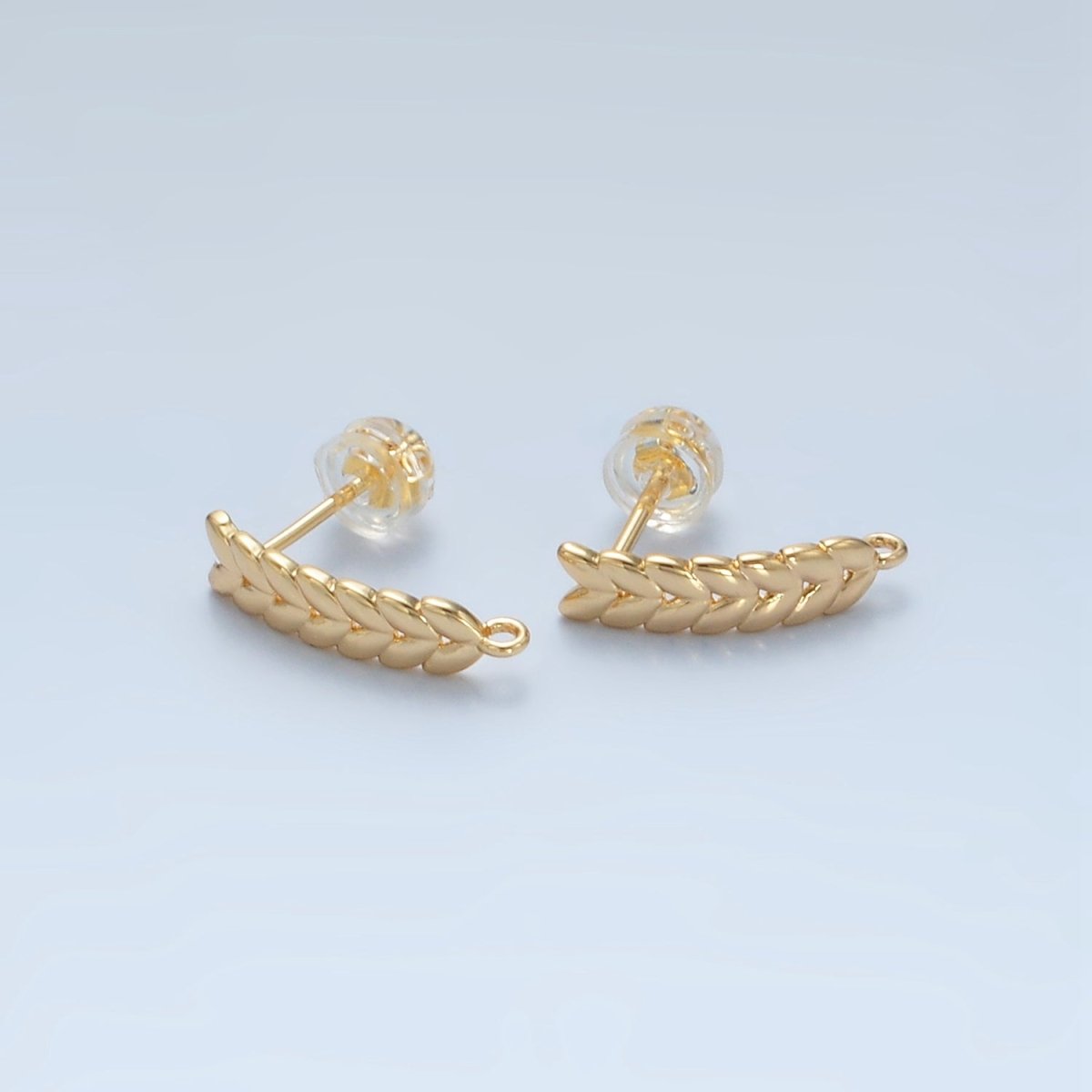 24K Gold plated 15mm Feather Paddy Open Loop Drop Stud Earrings Findings | Z876 - DLUXCA