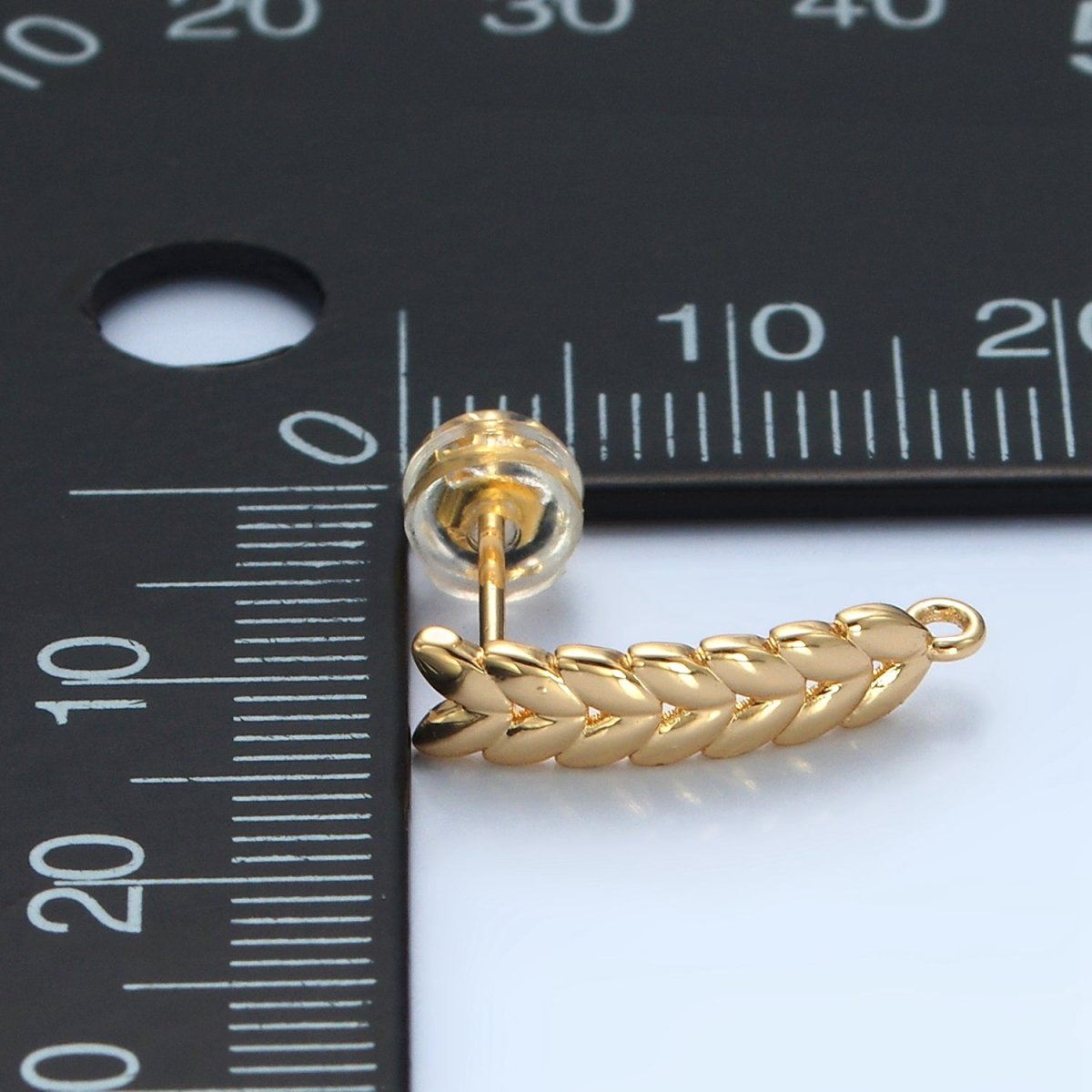 24K Gold plated 15mm Feather Paddy Open Loop Drop Stud Earrings Findings | Z876 - DLUXCA