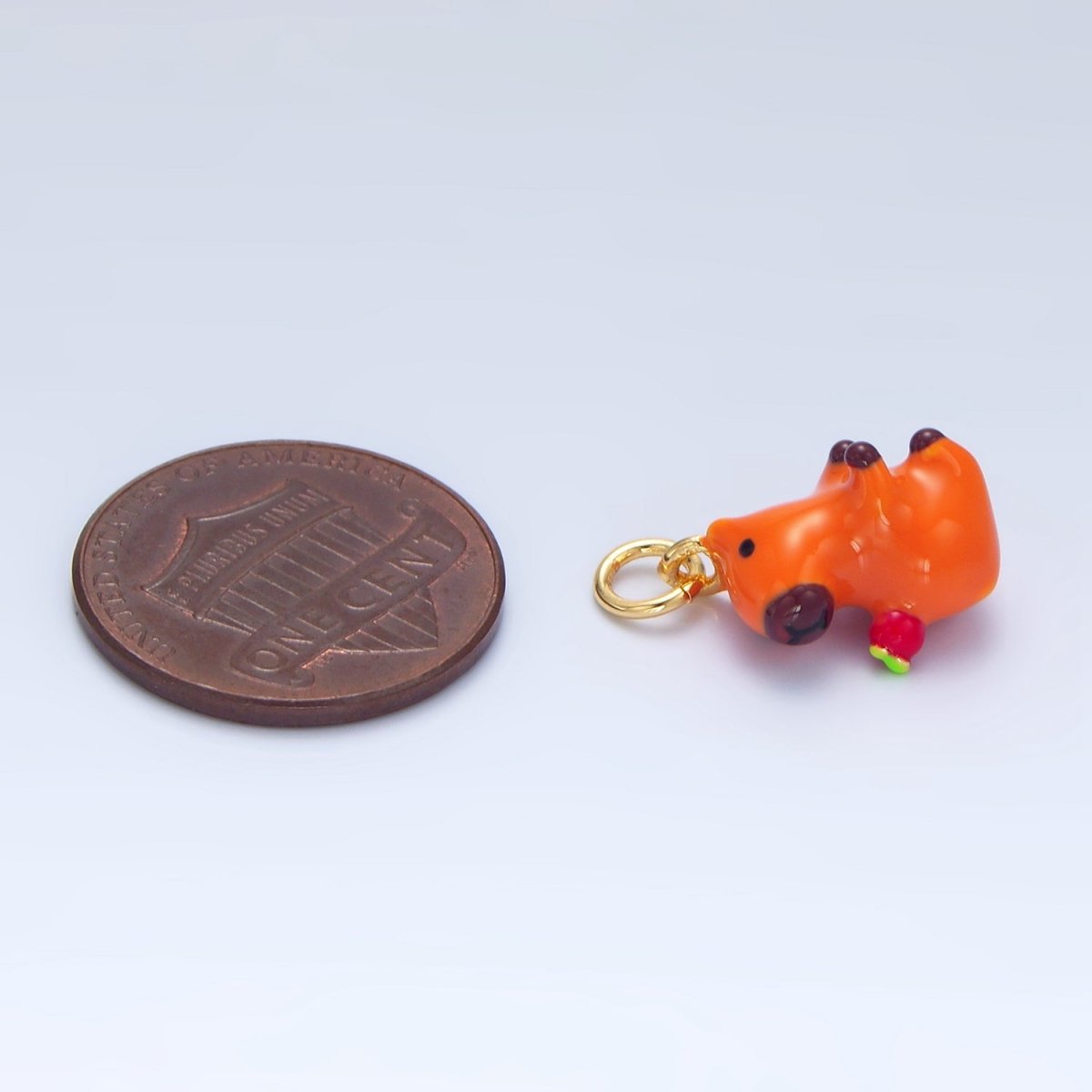 24K Gold plated 15mm Glass Apple Capybara Animal Charm | X307 - DLUXCA