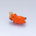 24K Gold plated 15mm Glass Sitting Belly Flop Capybara Animal Charm | X580 - DLUXCA