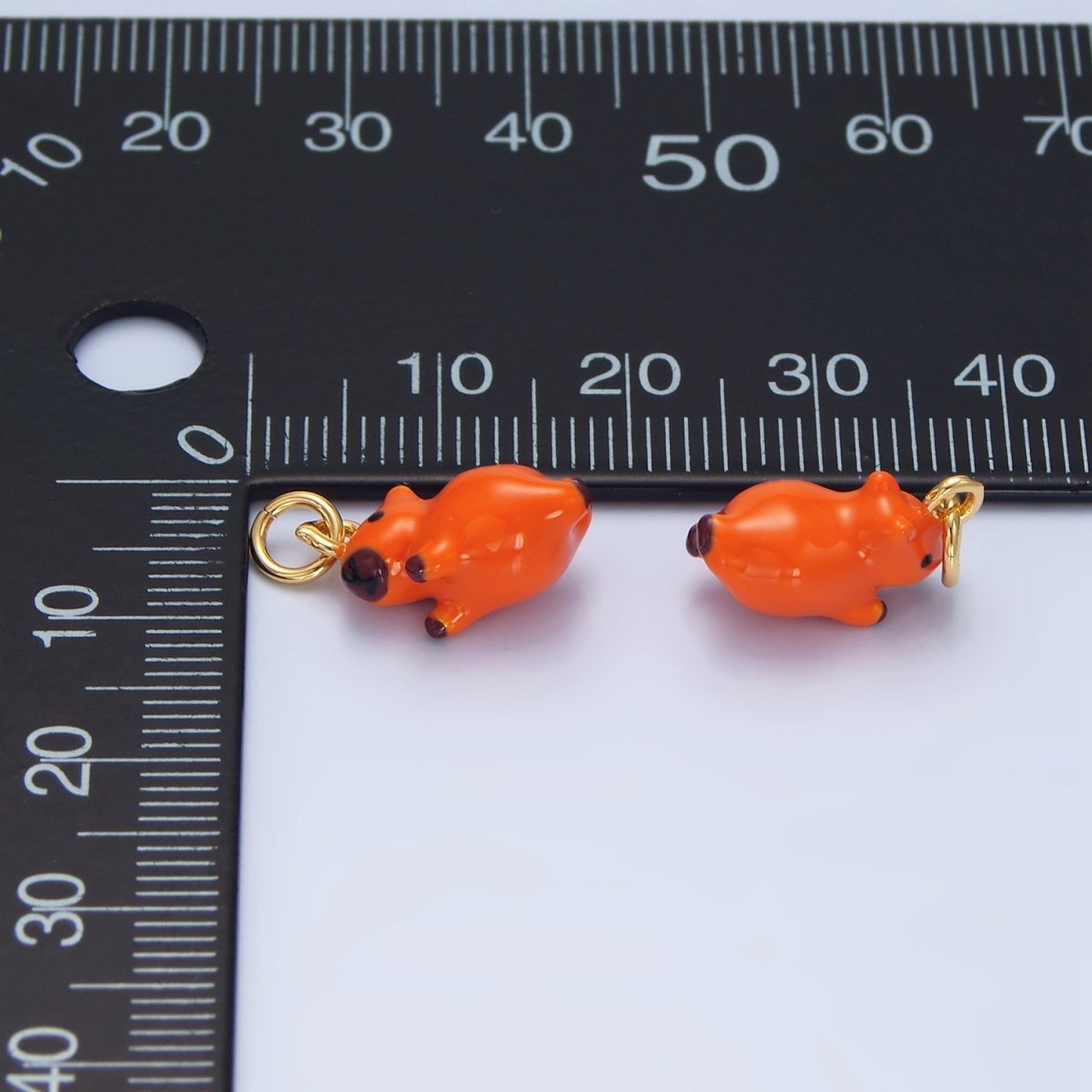 24K Gold plated 15mm Glass Sitting Belly Flop Capybara Animal Charm | X580 - DLUXCA
