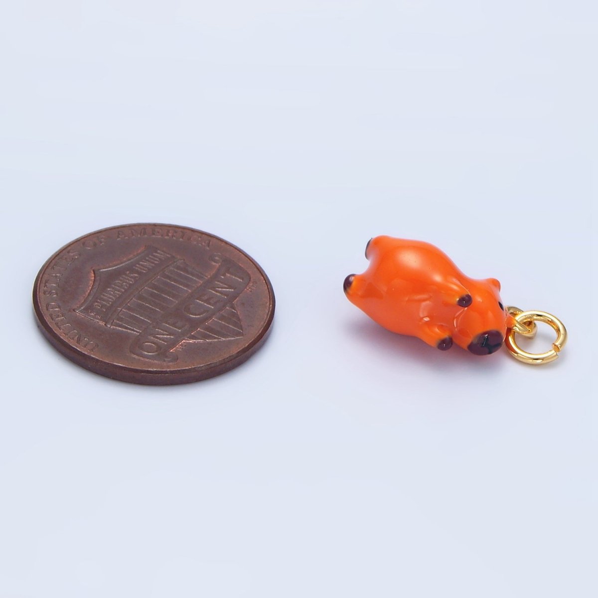 24K Gold plated 15mm Glass Sitting Belly Flop Capybara Animal Charm | X580 - DLUXCA