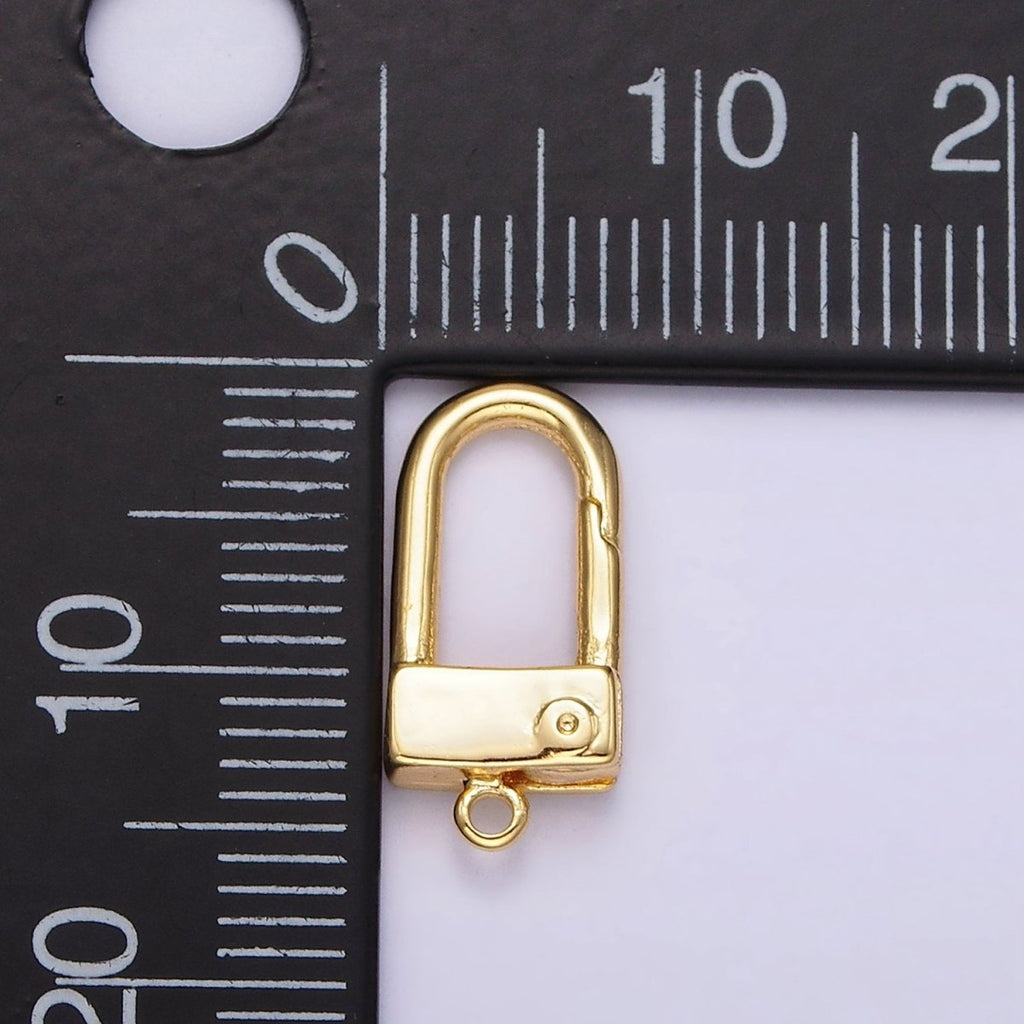 24K Gold plated 15mm Half Oblong Push Spring Gate Jewelry Findings Supply | Z577 - DLUXCA