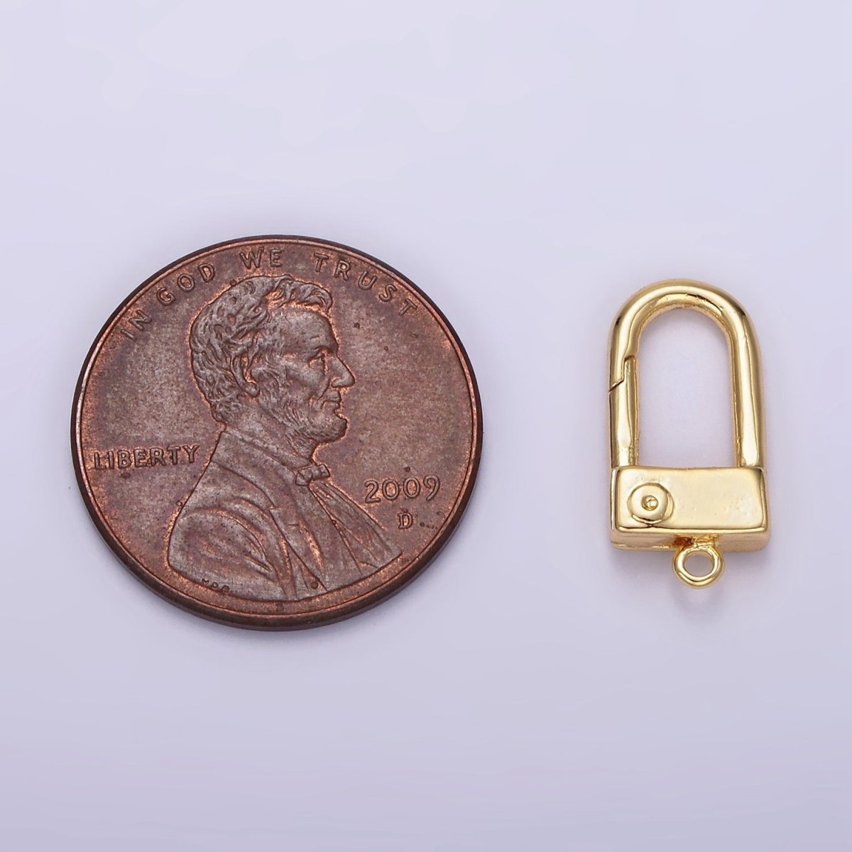 24K Gold plated 15mm Half Oblong Push Spring Gate Jewelry Findings Supply | Z577 - DLUXCA